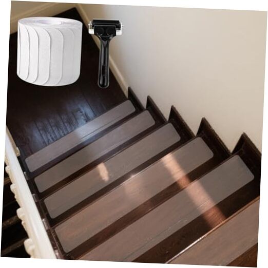 Non-Slip Clear Stair Treads for Wood Steps - 4x24 Inch - Pack of 15