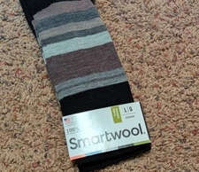 Smartwool Gray, Taupe and  Black Striped Saturnsphere Socks  L