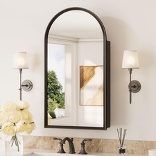 Arched Recessed Bathroom Medicine Cabinet w/ Mirror  Storage Wall-Mounted Black