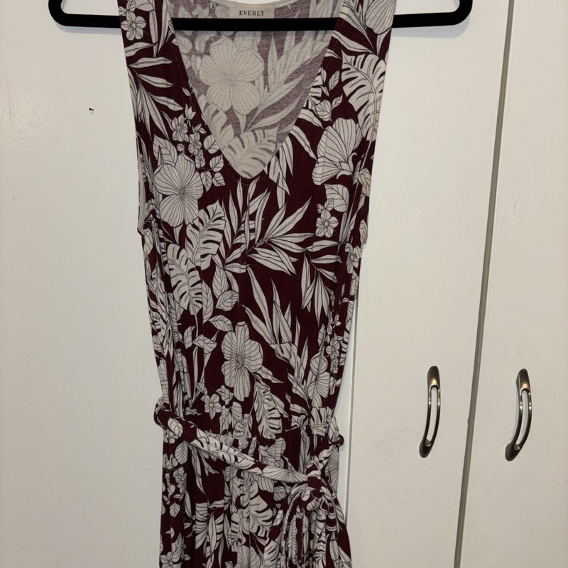 Everly Burgundy & White Sleeveless Pants Romper- Med