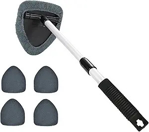 Cleaning Tool, Window Cleaner with 4 Washable Reusable Microfiber  Color: Gray