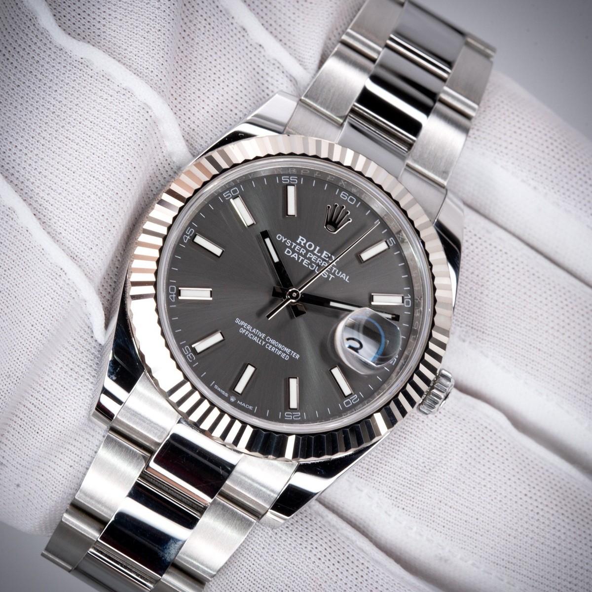 Strid – Strid Rolex Datejust 126334 18K WG Fluted Bezel Oyster Rhodium Dial 41mm