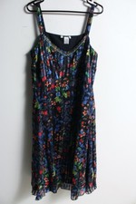 Ex High Stret Womens Floral Satin Fit Flare Midi Dress - Black - Size 16 (k61)