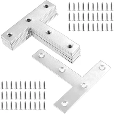 T Shaped Mending Plate 12Pcs 3.1" X 3.1" Stainless Steel Flat Corner Brackets