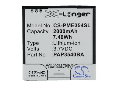 Replacement Battery For Prestigio 3.7v 2000mAh / 7.40Wh Mobile, SmartPhone Batte
