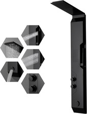 Shower Panel Tower with Rainfall Shower Head Matte Black 304 Stainless Steel Mul