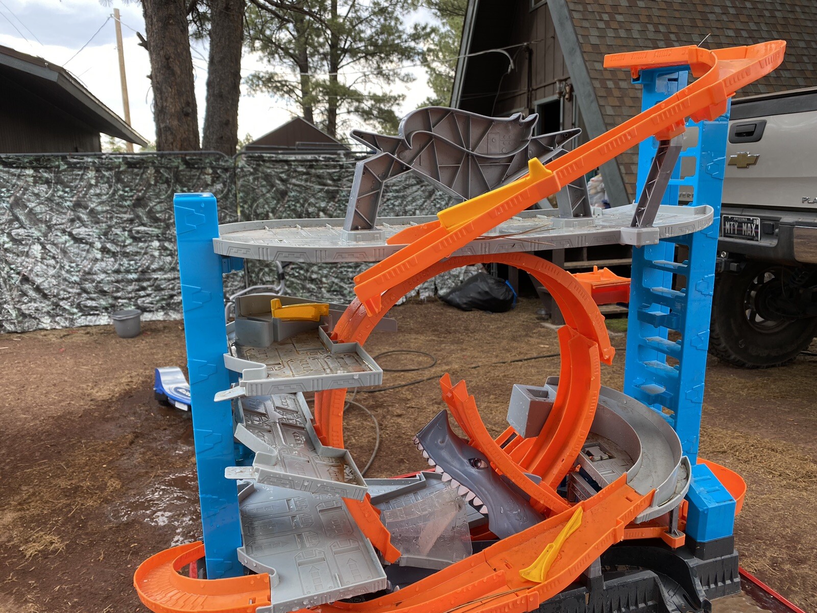Hot Wheels City Ultimate Garage with Shark Attack Playset.