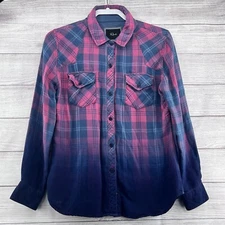 Rails Plaid Button Down Shirt Size XS Blue Pink Double Gaze Shirt Long Sleeve