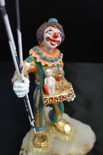 Judi 24K Gold Plated Hand Painted Clown Figurine Onyx Signed Originals of Ca #18