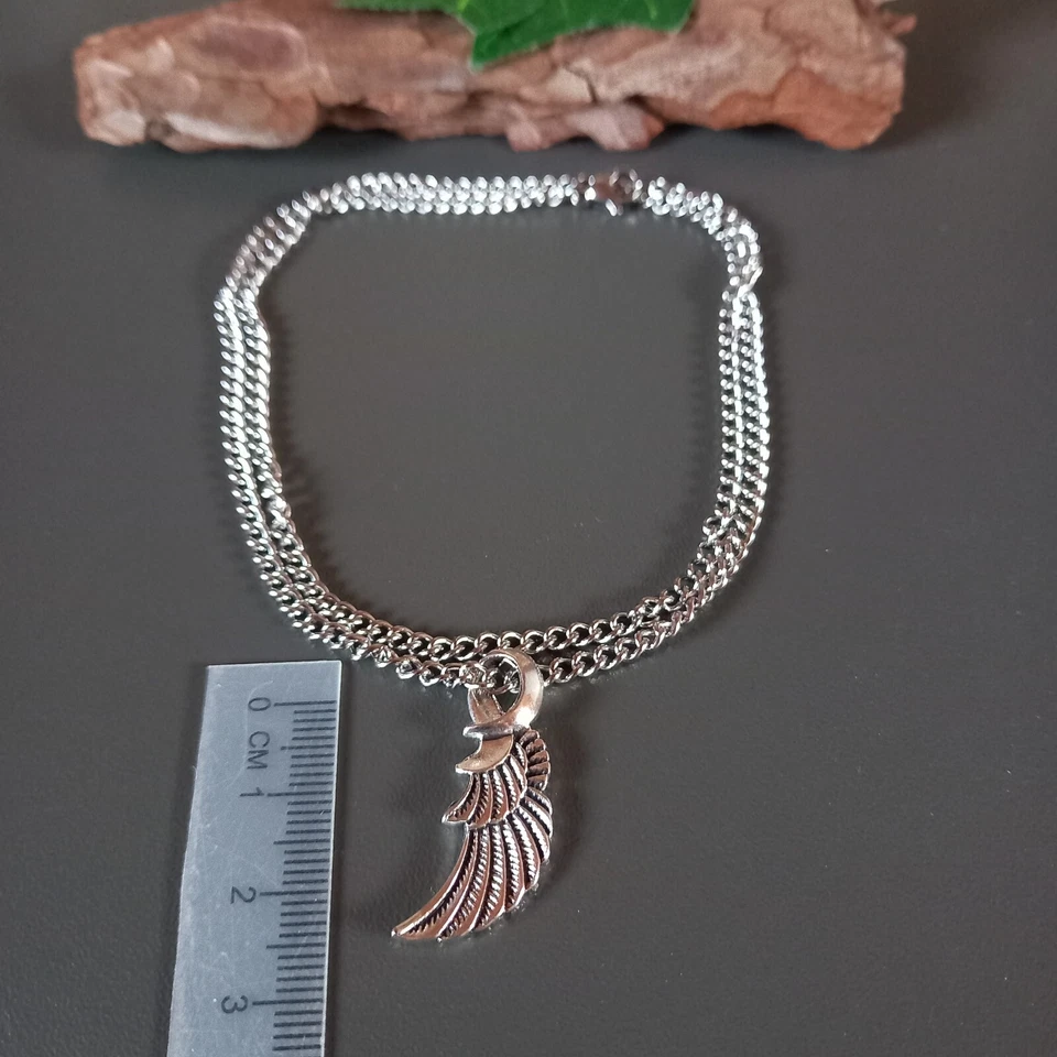 Kette mit  Anhänger Flügel Feder an Edelstahlkette 60cm (183) - Bild 4 von 4