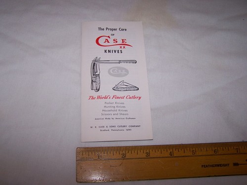 1976 CASE XX Knives Pamphlet - PROPER CARE