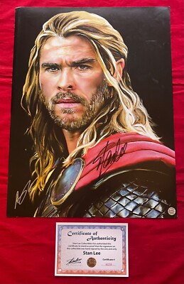 Thor Painted Style Art Litho Signed by Stan Lee with COA! Chris Hemsworth Marvel
