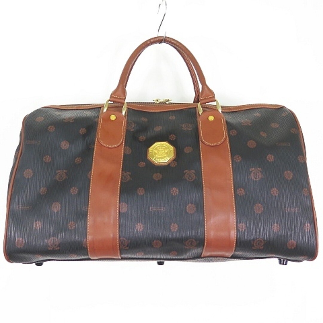 MINOBOSSI FIRENZE BOSTON BAG LEATHER MONOGRAM BLACK BEIGE 2SA6233 