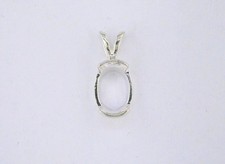 Oval Half Bezel Pendant Setting Sterling Silver  