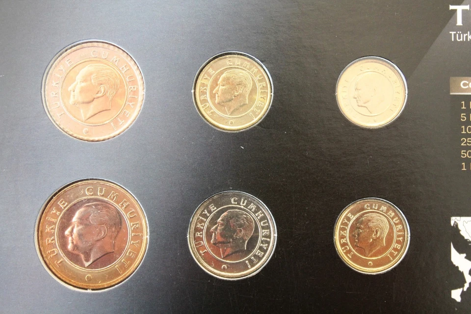 Turkey 1 ku - 1 Lira 2009 UNC Circulation Coin Set World Money Series - XF! - Image 3 of 4