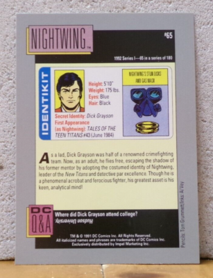 DC COMICS TRADING CARDS NIGHTWING DICK GRAYSON EARTH'S MIGHTIEST