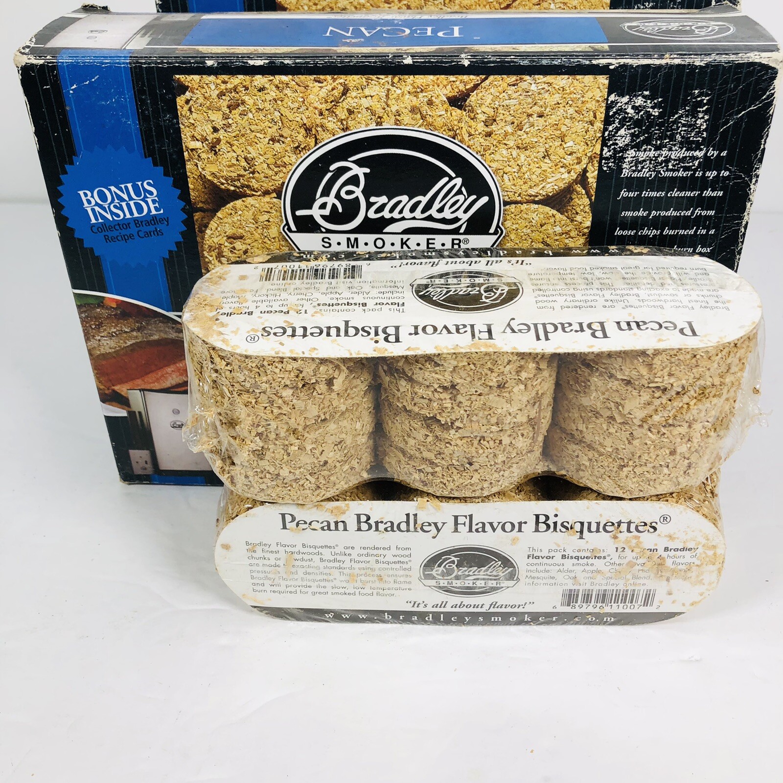 Bradley Smoker Bisquettes 72 Pack - Pecan (1 Full Box & 1 Partial Box) Fast Ship