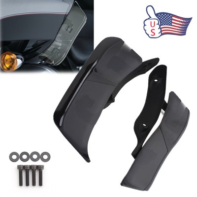 Black Side Wing Adjustable Windshield Air Deflector For Harley Road Glide 15-up