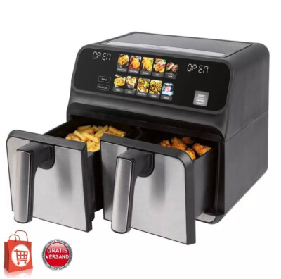 ProfiCook Doppelkammer Heißluftfritteuse Air Fryer 2x4L Doppelkorb PC-FR 1287 H
