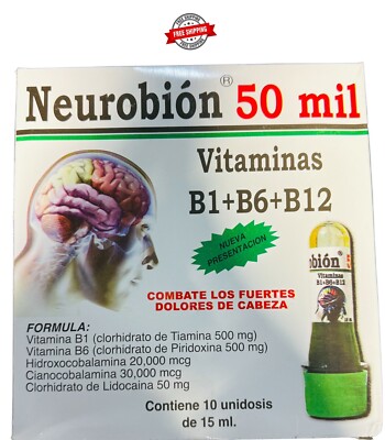 Neurobion 50 Mil - 10 VIALES. 15ml. Vitaminas B1+B6+B12 ENVIO GRATIS