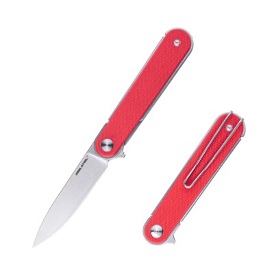 Real Steel Iris Flipper Folding Knife Red G10 Handle Satin 12C27 Blade 8061AR