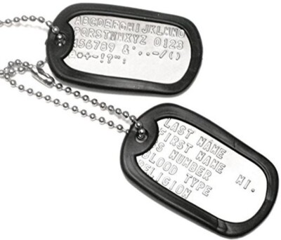 #ad #ad Customized Shiny Military Dog Tags Set Personalized Metal Army ID Custom Stamped $9.99