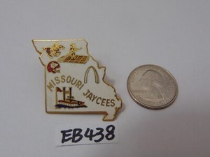Vintage Jaycees Enameled Lapel Pin 1970's Missouri Arch River Boat Football