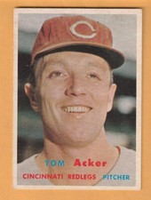 Tom Acker Cincinnati Reds 1957 Topps #219 RC Fair Lawn New Jersey 13N