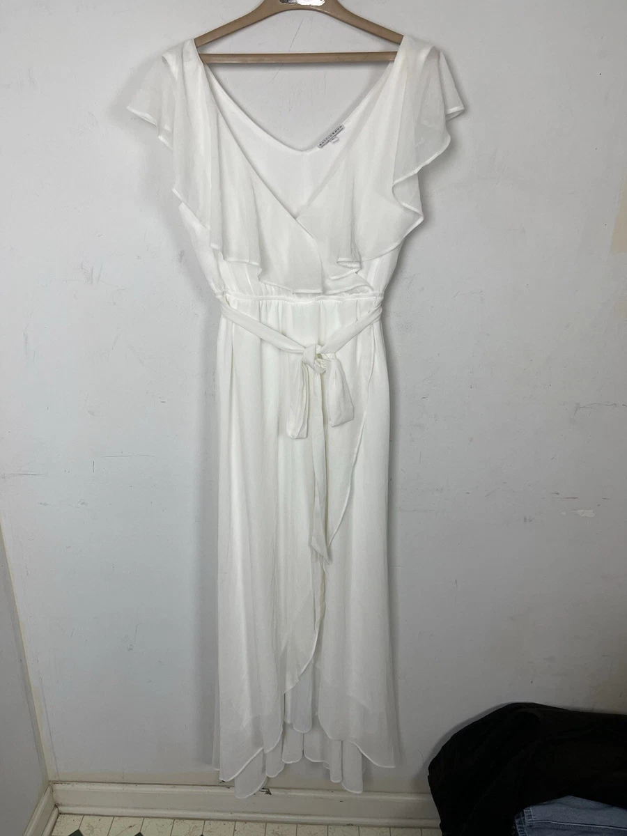 white chiffon dress ebay ZARA Womens White Chiffon Polyester Maxi Dress Scoop Neck Strappy S