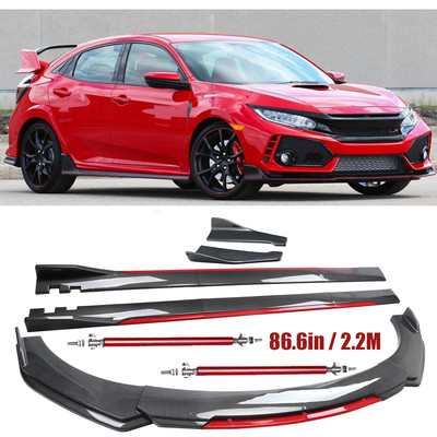 For Honda Insight Red Front Bumper Lip Spoiler Body Kit Carbon Fiber 86.6inch