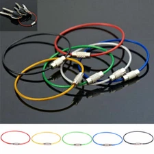 20Pcs Stainles Steel Keychain Rope Wire Cable Loop Screw Lock Gadget Keyring