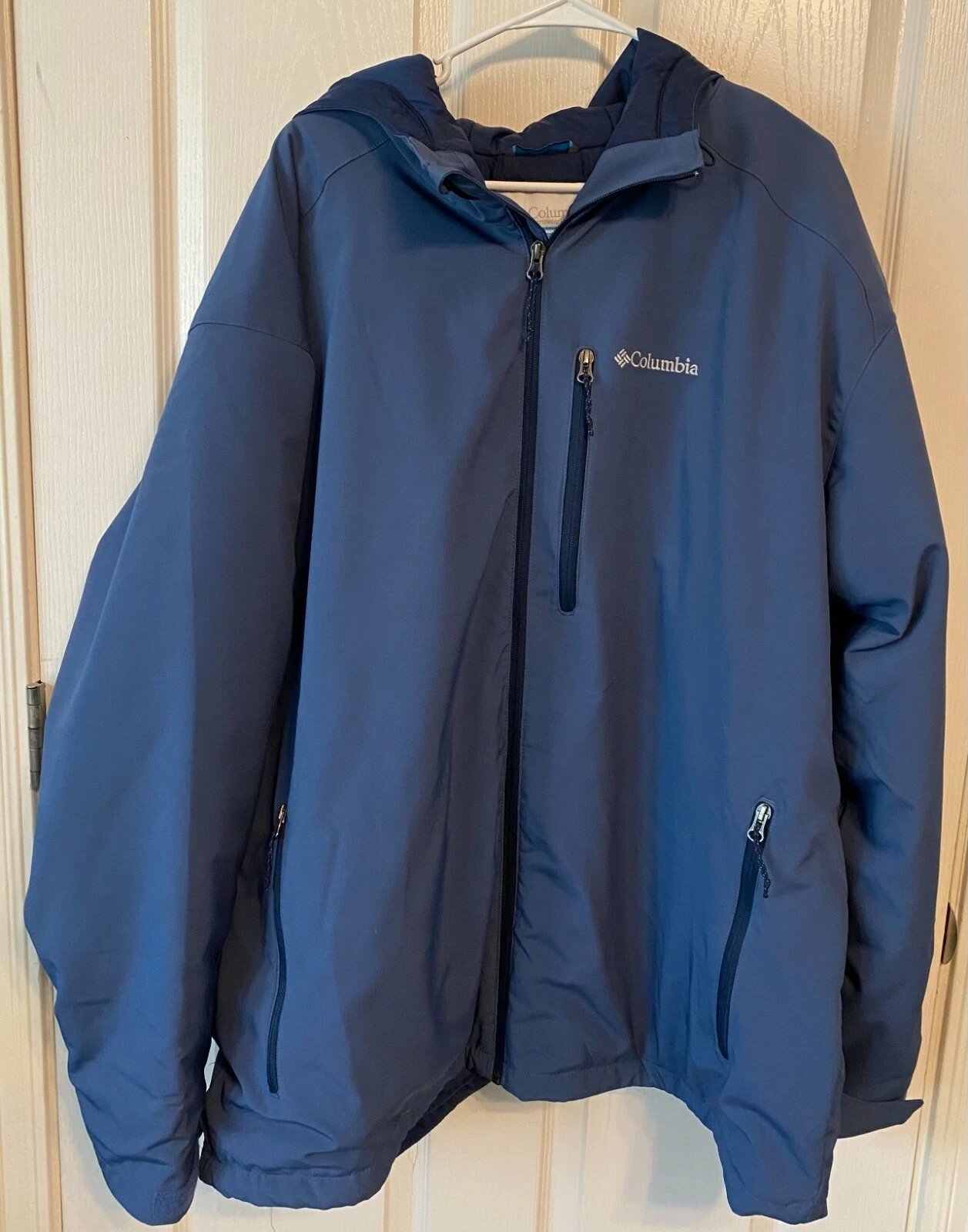 Men's Columbia Jacket with Hood Blue XXL