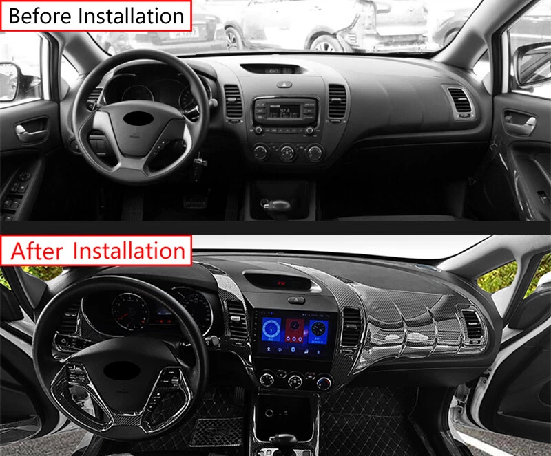 Panel de tablero copiloto de fibra de carbono 1 pieza para Kia Forte K3 2014-2018 Foto 4 de 4