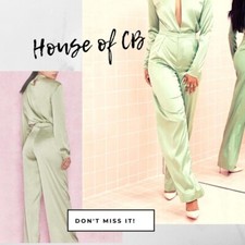 HOUSE OF CB - FLORES SATIN TROUSERS , COLOUR - PEPPERMINT SIZE: M - UK SIZE 8-10