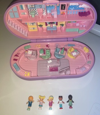Vintage Bluebird Polly Pocket Compact Play Set School Stamper w/ Figures