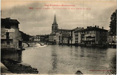 Old postcard Saint Girons - Le Vieux Pont, right bank of Salat FRANCE (1040423)