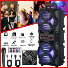 Dual 6.5" Woofer Portable FM Bluetooth Party Speaker Heavy Bass Sound With Mic