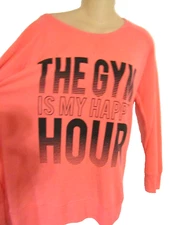 XERSION Neon Orange The Gym is My Happy Hour L/S Active WORKOUT Tee SHIRT TOP  L