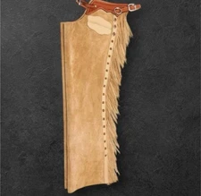 Leather Pull-Up Fashion Chinks with Floral Yoke Set For Riding.