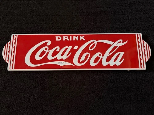 Vintage Coca Cola Porcelain Door Push sign original Coke 1930's