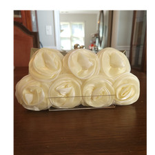 Ivory Satin Clutch Bag Bridal Evening Purse with Handle and Chain