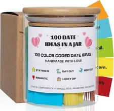  100 Date Ideas In A Jar Date Night Ideas Color Coded Date Ideas
