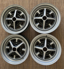 MGB MGBGT Original Rostyle wheels (set of 4). Sliver powder coated