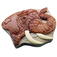 Elephant  Head - Secret Wooden Puzzle Box