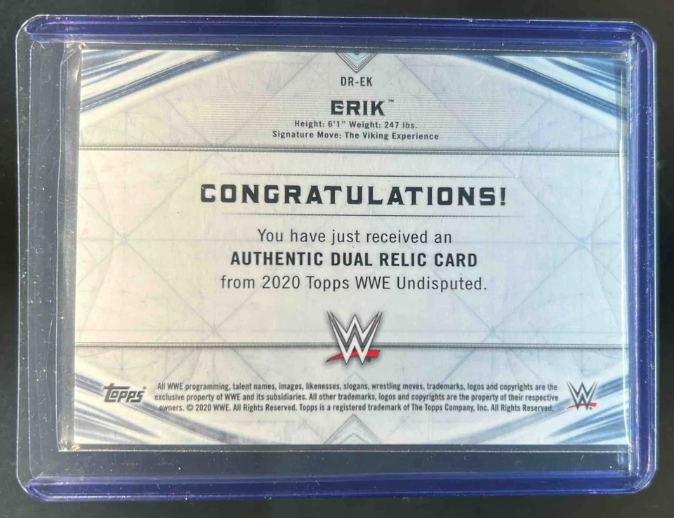 2020 Topps WWE Undisputed Erik Dual Jersey #/99 - Image 2 of 2