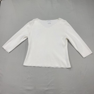 Pierre Cardin Womens V Neck Top Size L Soft Romantic Coquette Minimalist