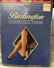 Vintage Burlington Misty Taupe Classic Full Figure pantyhose Queen 3 Sheer Leg