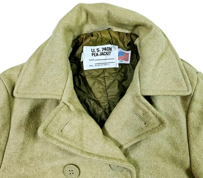 *HOT USA Men's SCHOTT @ U.S. 740N PEA JACKET DOUBLE BREAST BEIGE WOOL Coat 38 XS