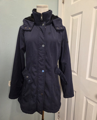 Nautica Women s S Navy Parka Jacket Water-Resistant Detachable Hood Zip Snap