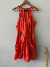 Nicole By Nicole Miller Dress Womens 10 Orange Scoop Neck Pocket Sundress